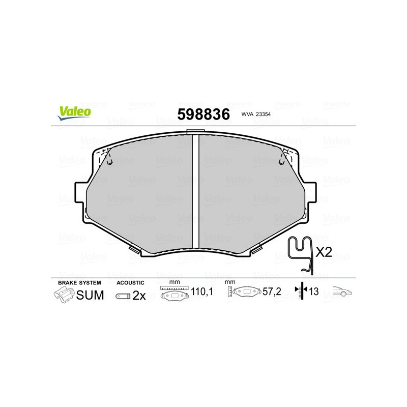 Jeu de quatre plaquettes de frein à disque VALEO