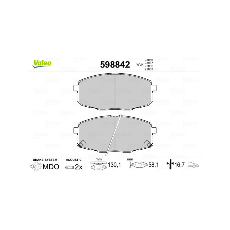 Jeu de quatre plaquettes de frein à disque VALEO