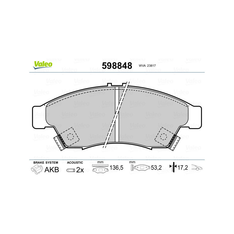 Jeu de quatre plaquettes de frein à disque VALEO