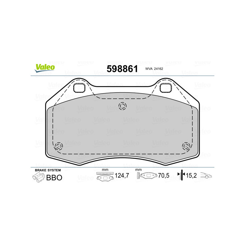 Jeu de quatre plaquettes de frein à disque VALEO