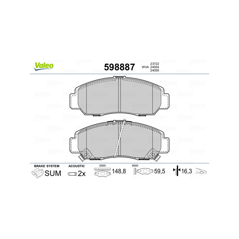 Jeu de quatre plaquettes de frein à disque VALEO