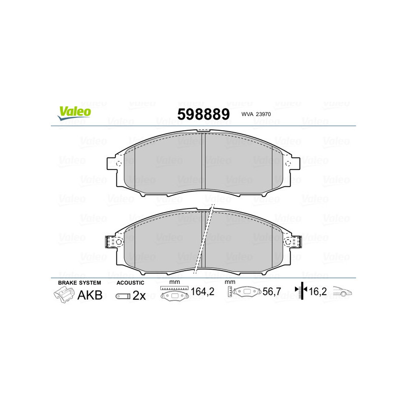 Jeu de quatre plaquettes de frein à disque VALEO
