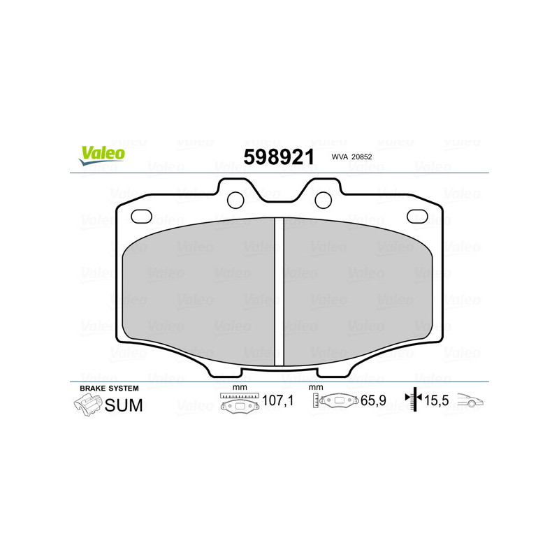 Jeu de quatre plaquettes de frein à disque VALEO