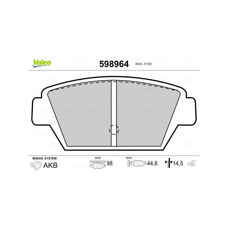 Jeu de quatre plaquettes de frein à disque VALEO