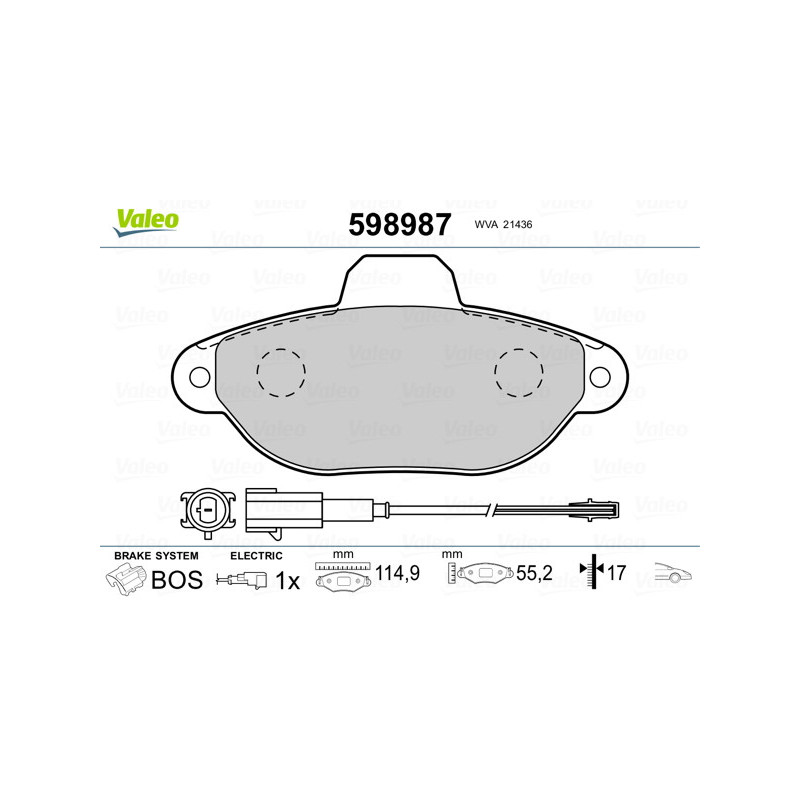 Jeu de quatre plaquettes de frein à disque VALEO