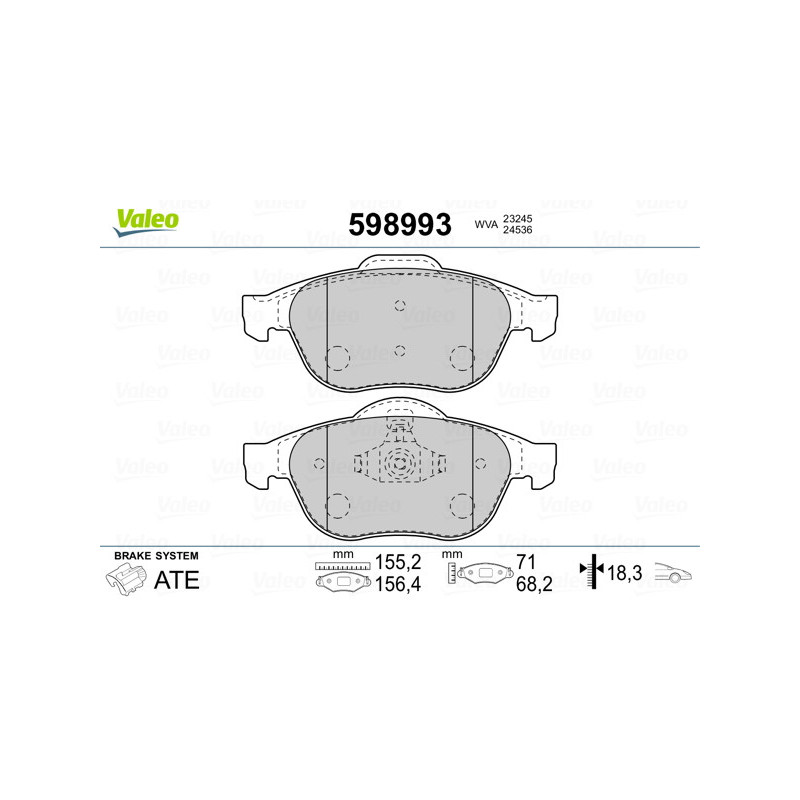Jeu de quatre plaquettes de frein à disque VALEO