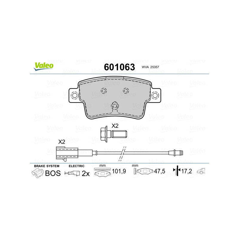 Jeu de quatre plaquettes de frein à disque VALEO