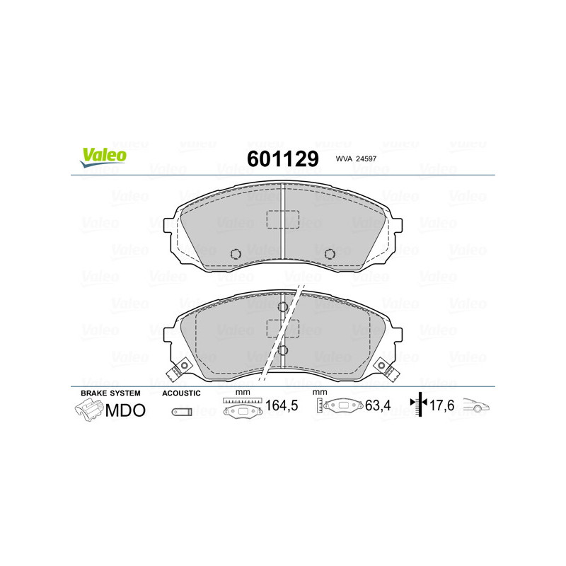 Jeu de quatre plaquettes de frein à disque VALEO