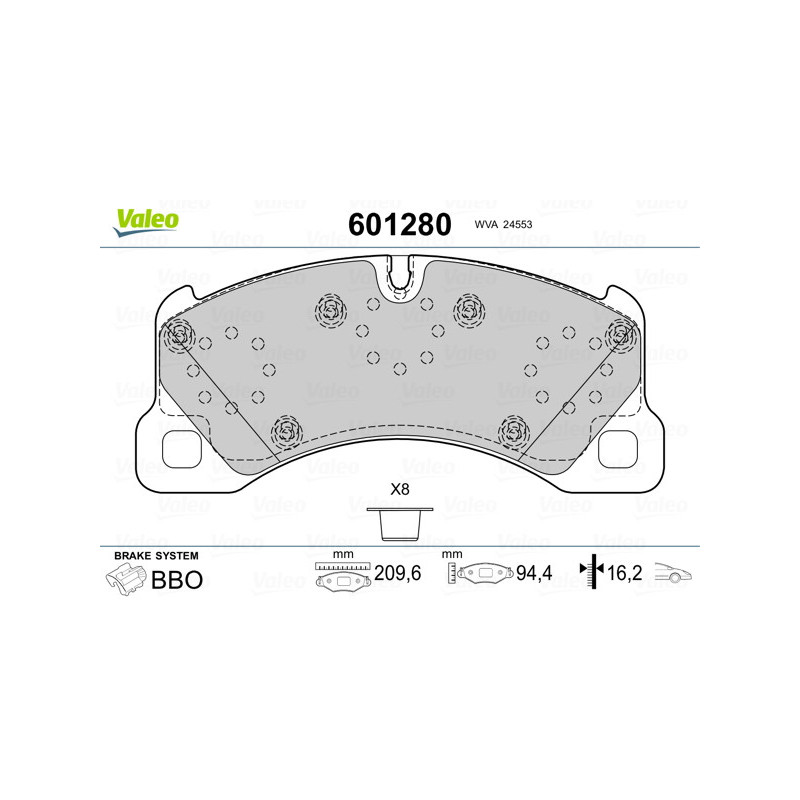 Jeu de quatre plaquettes de frein à disque VALEO