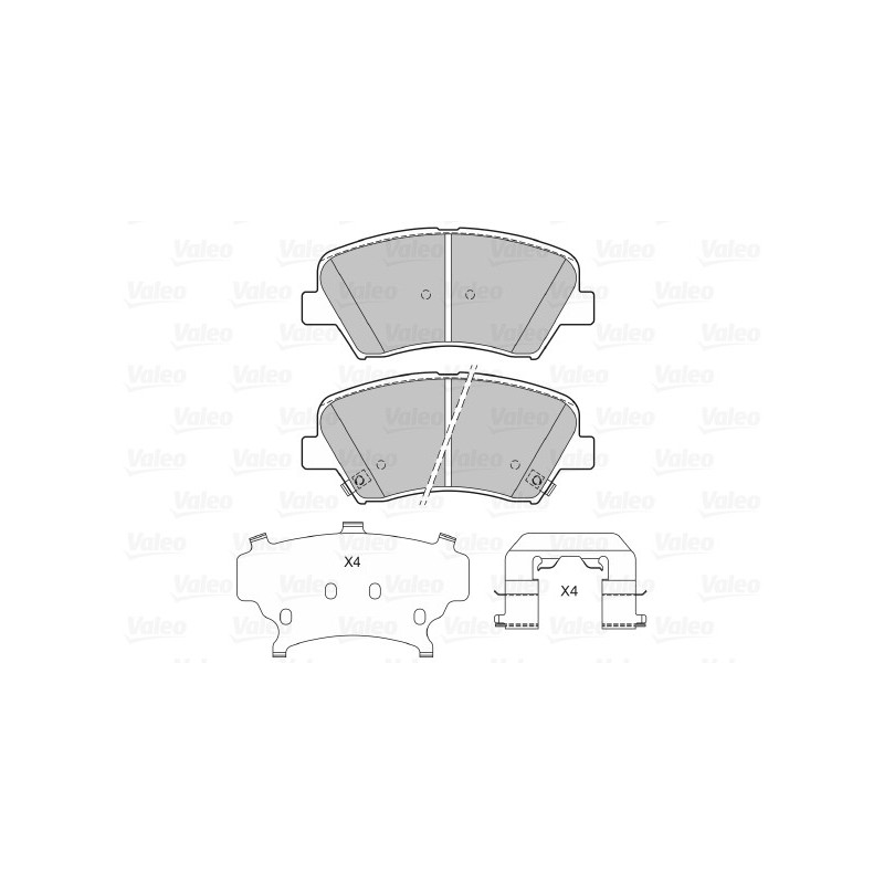 Jeu de quatre plaquettes de frein à disque VALEO