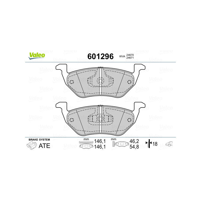 Jeu de quatre plaquettes de frein à disque VALEO
