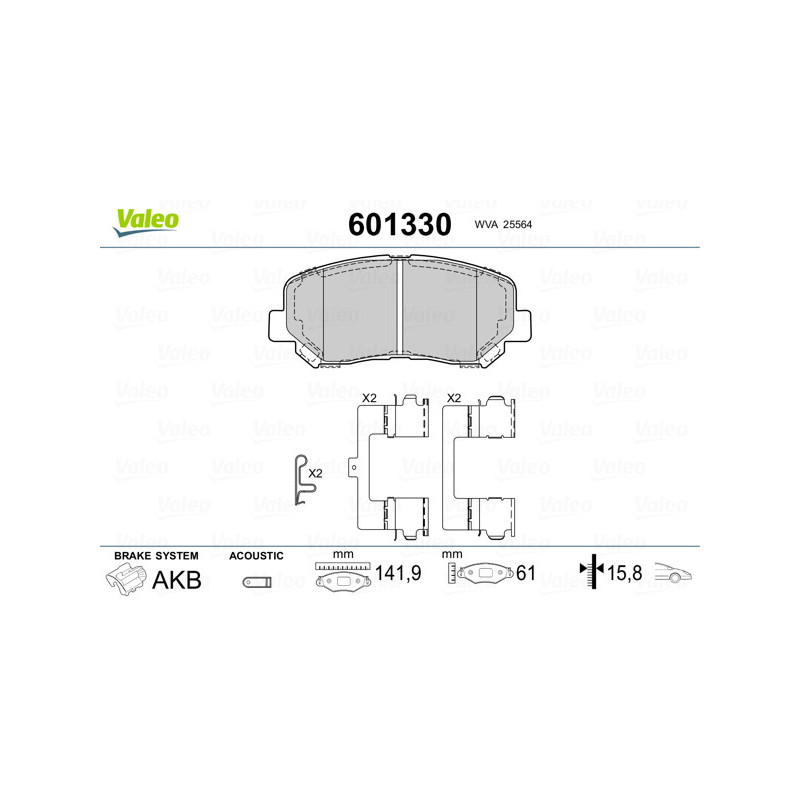 Jeu de quatre plaquettes de frein à disque VALEO