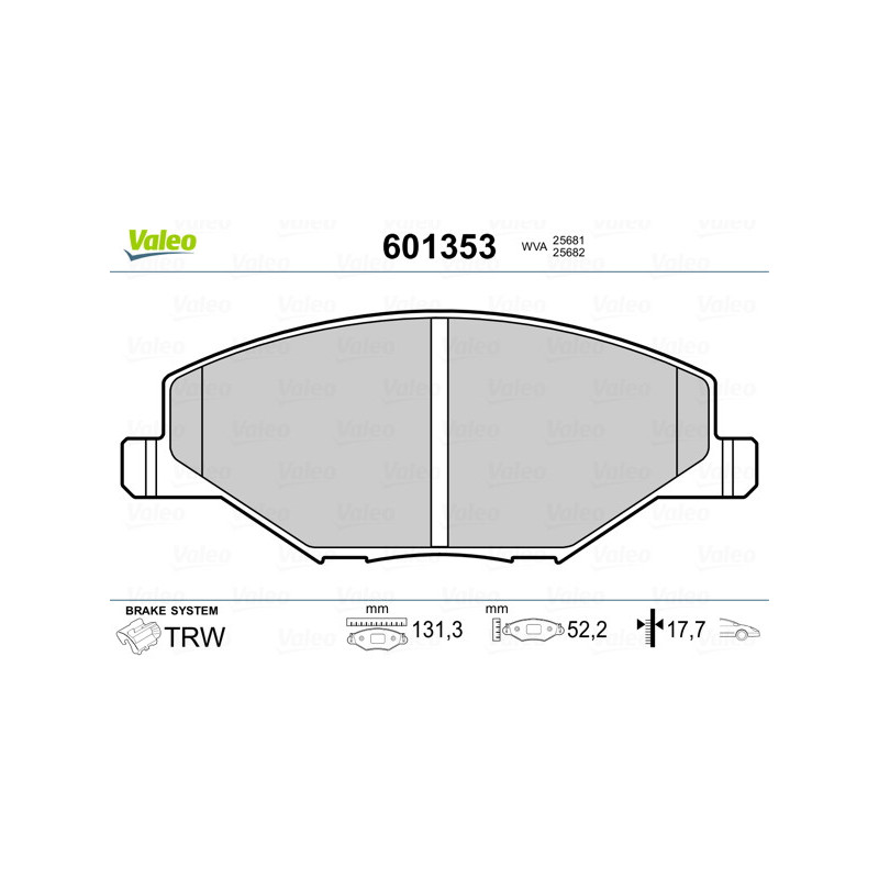 Jeu de quatre plaquettes de frein à disque VALEO