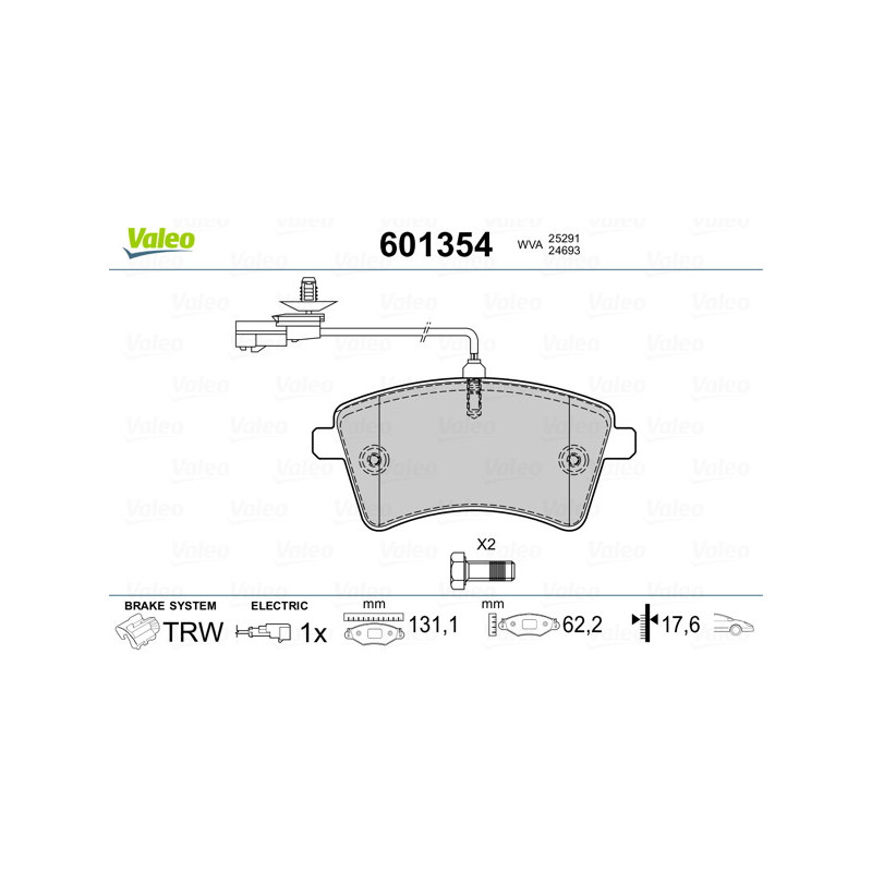 Jeu de quatre plaquettes de frein à disque VALEO