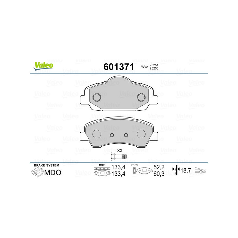 Jeu de quatre plaquettes de frein à disque VALEO