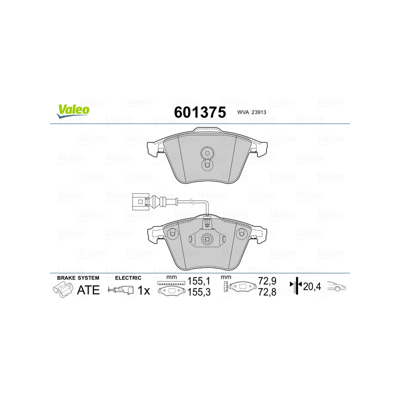 Jeu de quatre plaquettes de frein à disque VALEO
