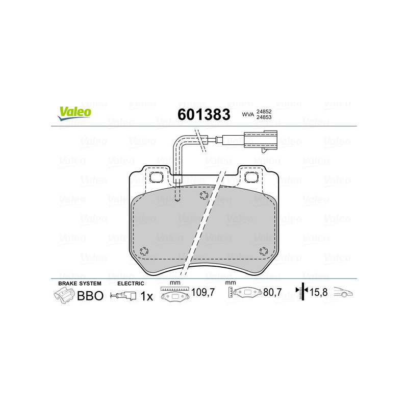 Jeu de quatre plaquettes de frein à disque VALEO