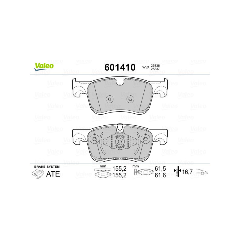 Jeu de quatre plaquettes de frein à disque VALEO