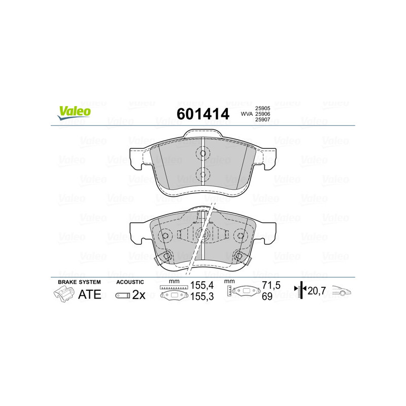 Jeu de quatre plaquettes de frein à disque VALEO