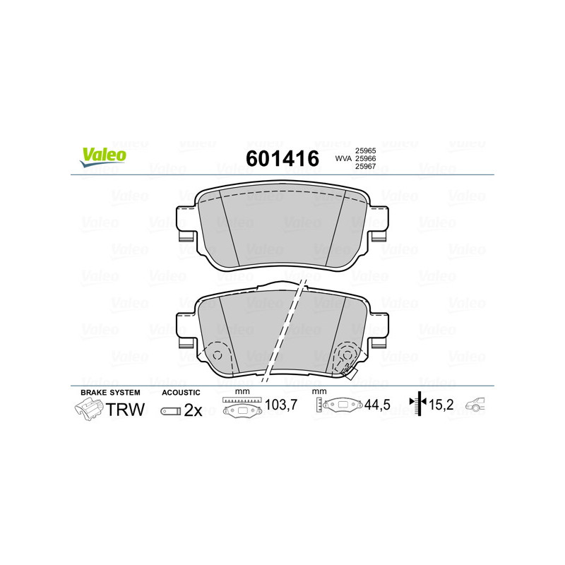 Jeu de quatre plaquettes de frein à disque VALEO