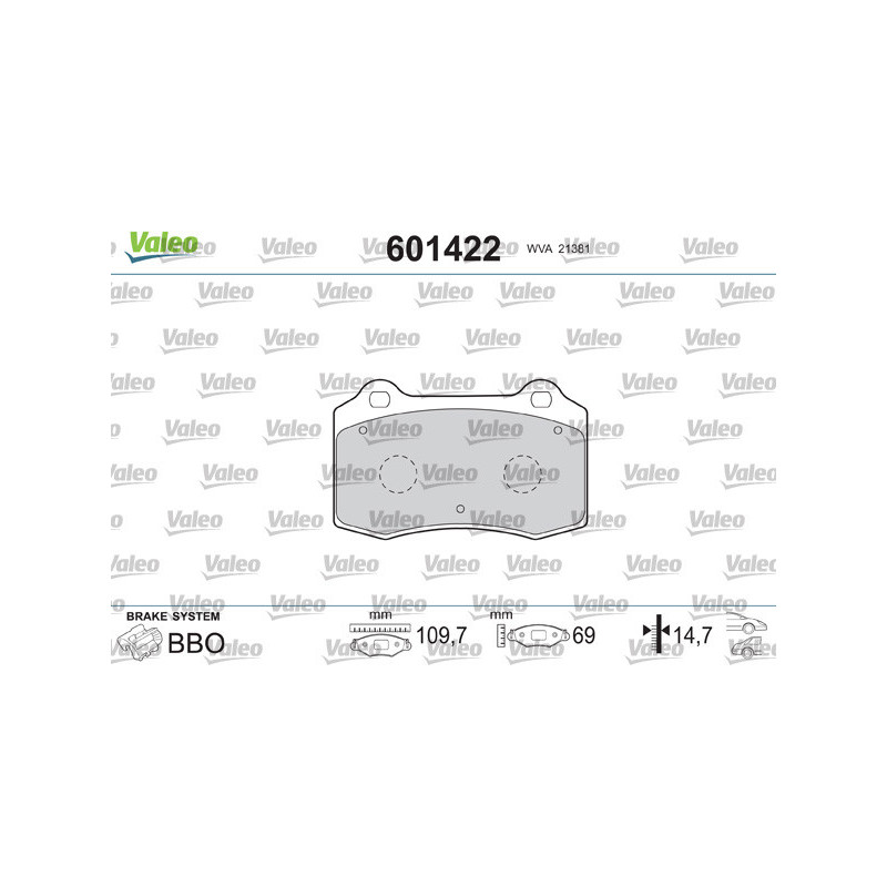 Jeu de quatre plaquettes de frein à disque VALEO