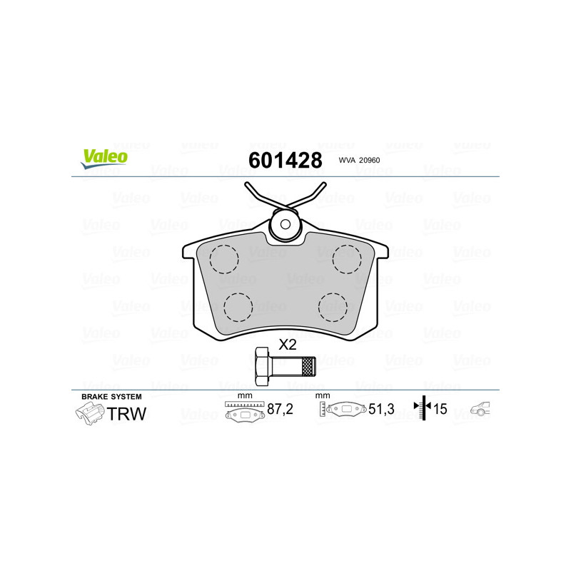 Jeu de quatre plaquettes de frein à disque VALEO