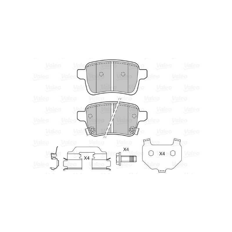 Jeu de quatre plaquettes de frein à disque VALEO