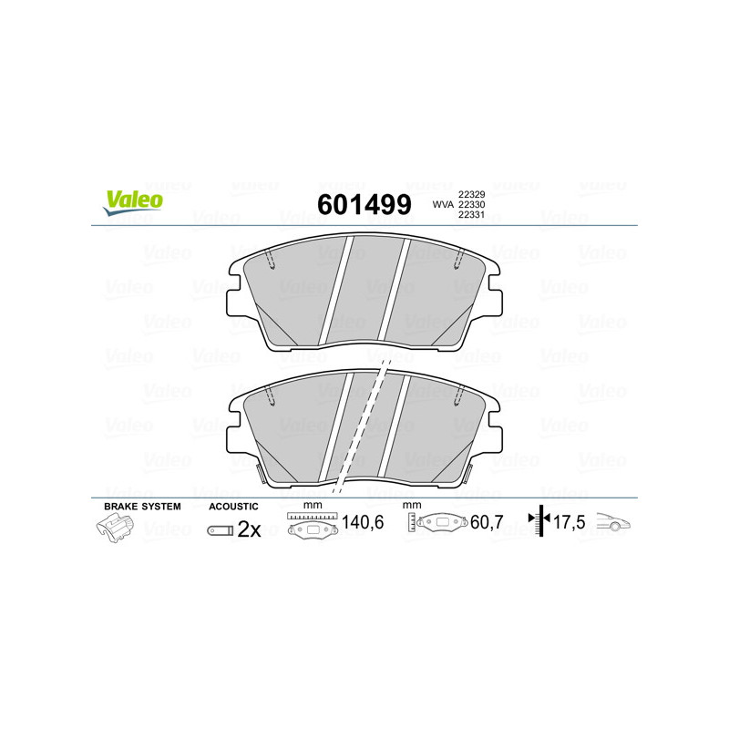 Jeu de quatre plaquettes de frein à disque VALEO