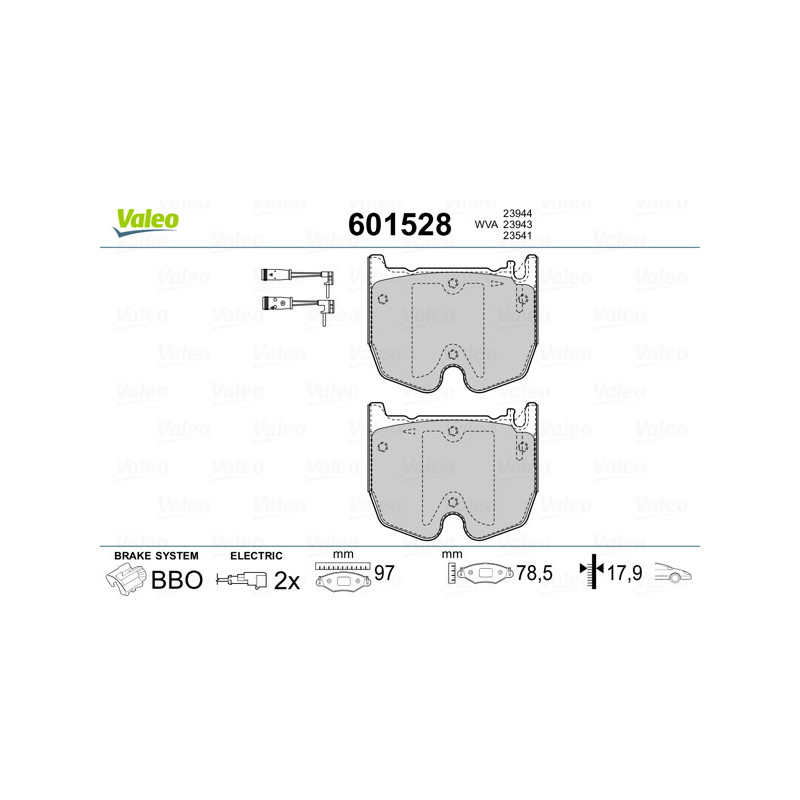Jeu de quatre plaquettes de frein à disque VALEO