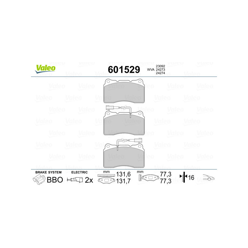 Jeu de quatre plaquettes de frein à disque VALEO