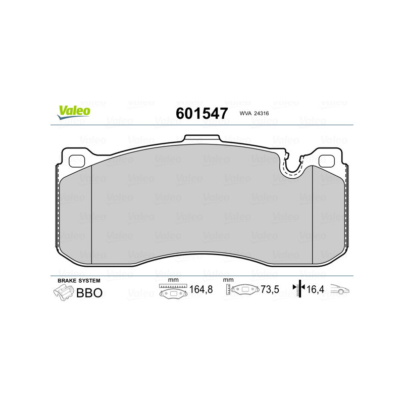 Jeu de quatre plaquettes de frein à disque VALEO