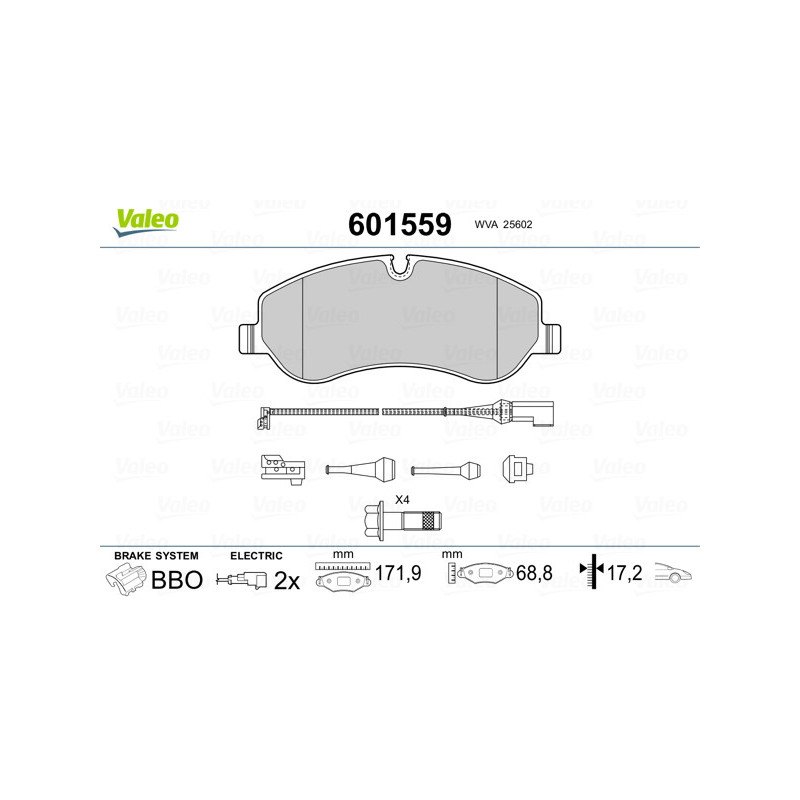 Jeu de quatre plaquettes de frein à disque VALEO