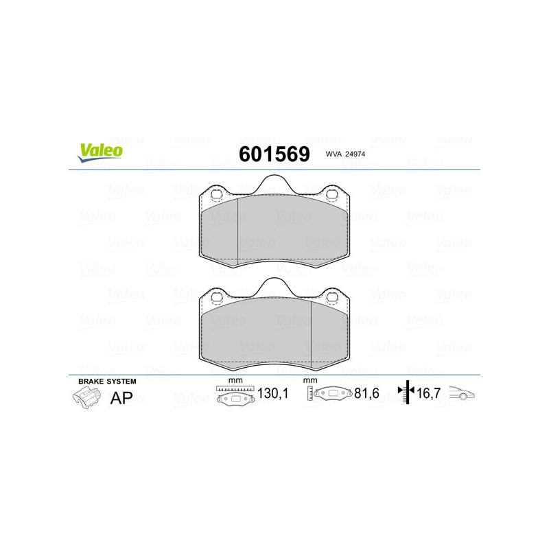 Jeu de quatre plaquettes de frein à disque VALEO