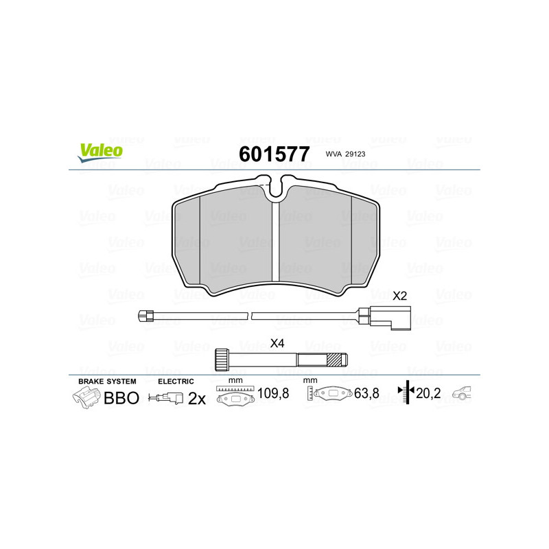 Jeu de quatre plaquettes de frein à disque VALEO