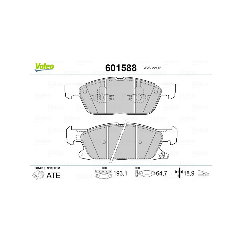 Jeu de quatre plaquettes de frein à disque VALEO