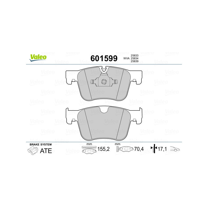 Jeu de quatre plaquettes de frein à disque VALEO