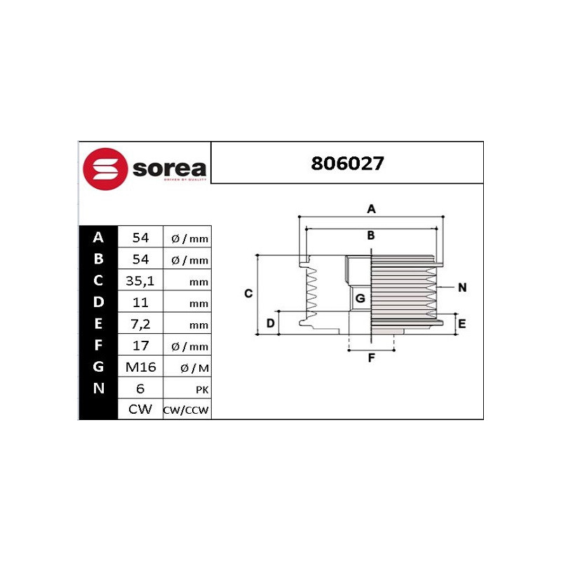 Poulie roue libre (alternateur) EAI