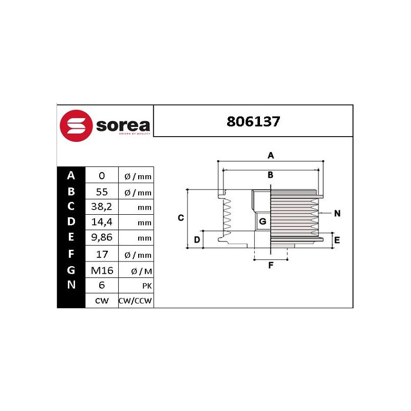 Poulie roue libre (alternateur) EAI