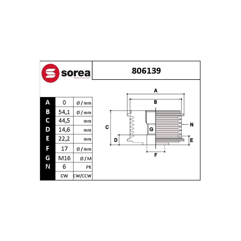 Poulie roue libre (alternateur) EAI