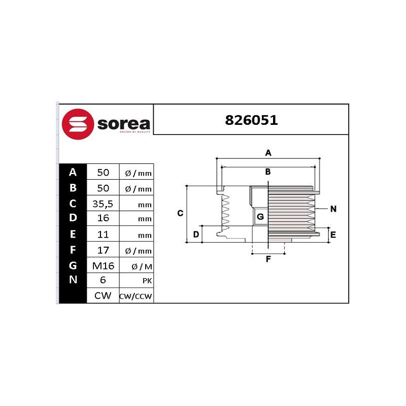 Poulie roue libre (alternateur) EAI