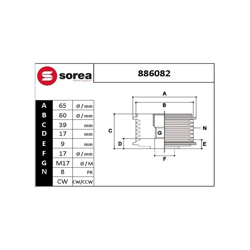 Poulie roue libre (alternateur) EAI