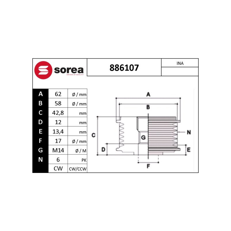 Poulie roue libre (alternateur) EAI
