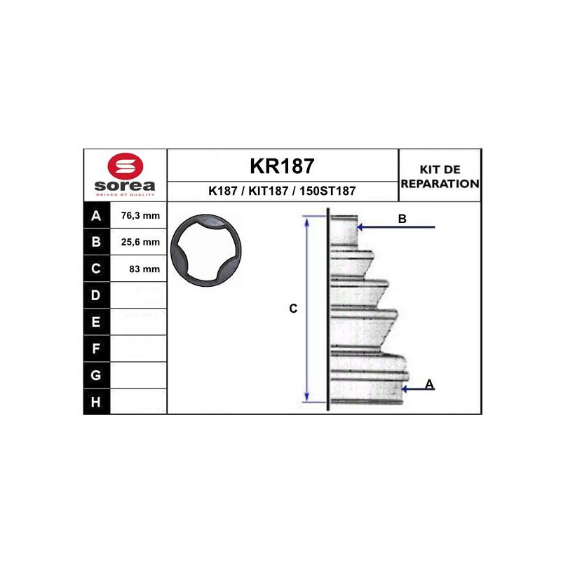 Jeu de joints-soufflets (Cardan) EAI