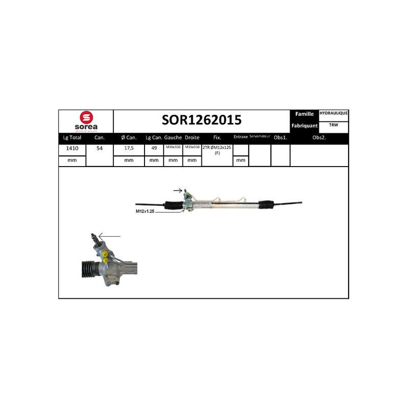 Crémaillère de direction EAI