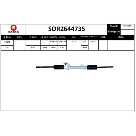 Crémaillère de direction EAI