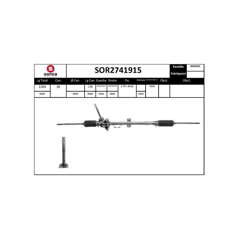 Crémaillère de direction EAI