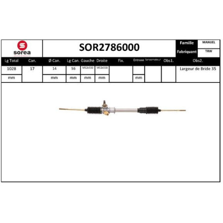 Crémaillère de direction EAI