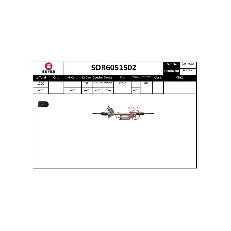 Crémaillère de direction EAI