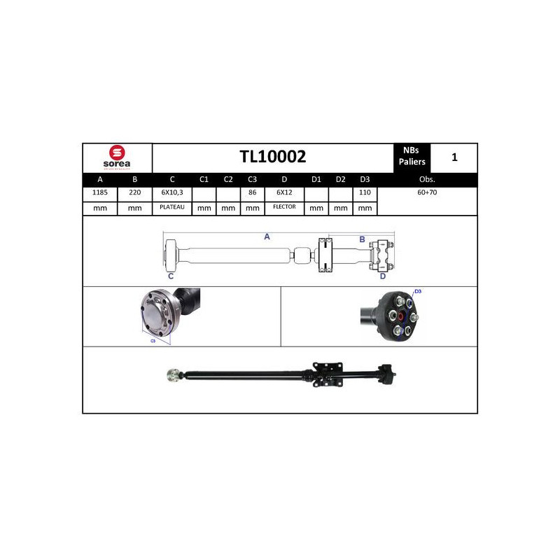 Arbre de transmission (entraînement essieux) EAI