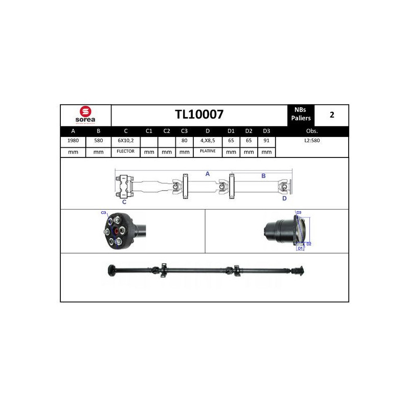 Arbre de transmission (entraînement essieux) EAI